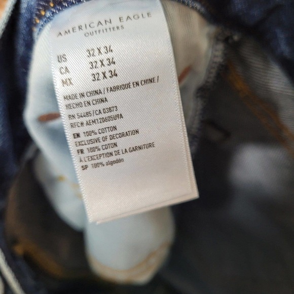 NWT American Eagle Jeans Mens 32x34 Blue Original Straight Leg Cotton Denim Dark - Picture 11 of 11